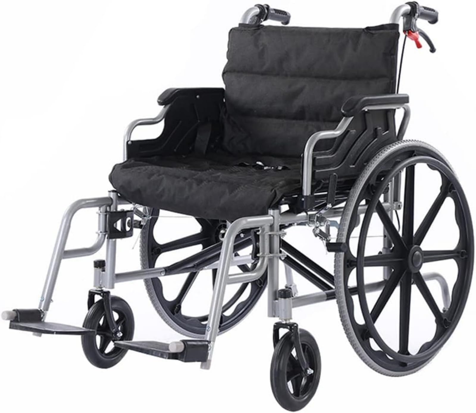 Wheely 介助用車椅子 黒とグレー バッグ付き 介助式車いす モダンAスタイル（エアータイヤ仕様・背折れ式